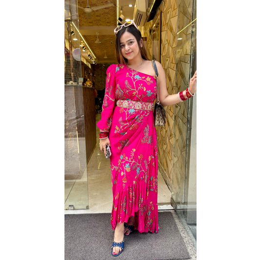 "DRAPE  PINKY DRESS"