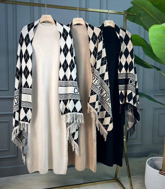 Long Knitted dress with CD stole