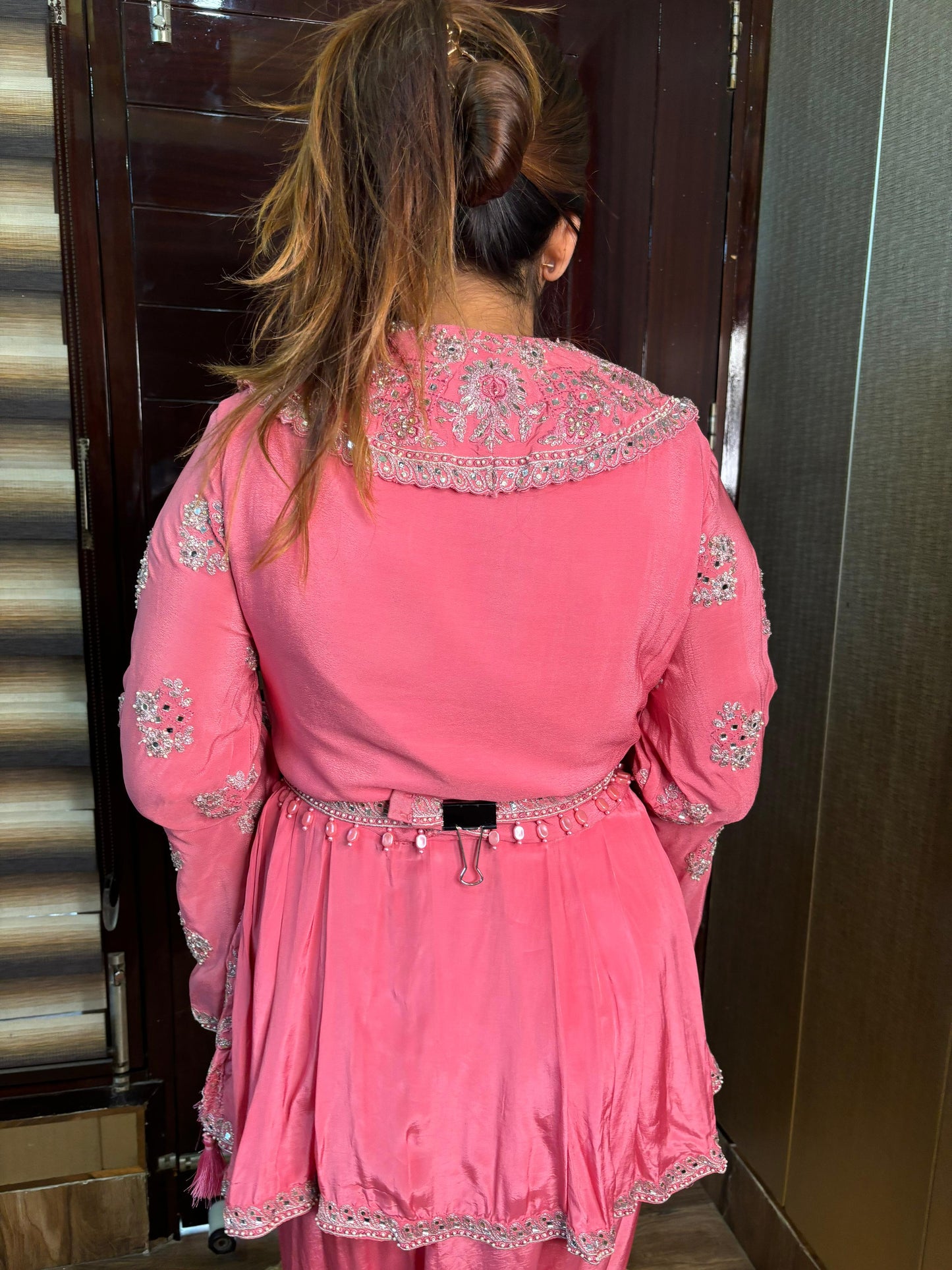 Pink Peplum Tassels with Drape skirt