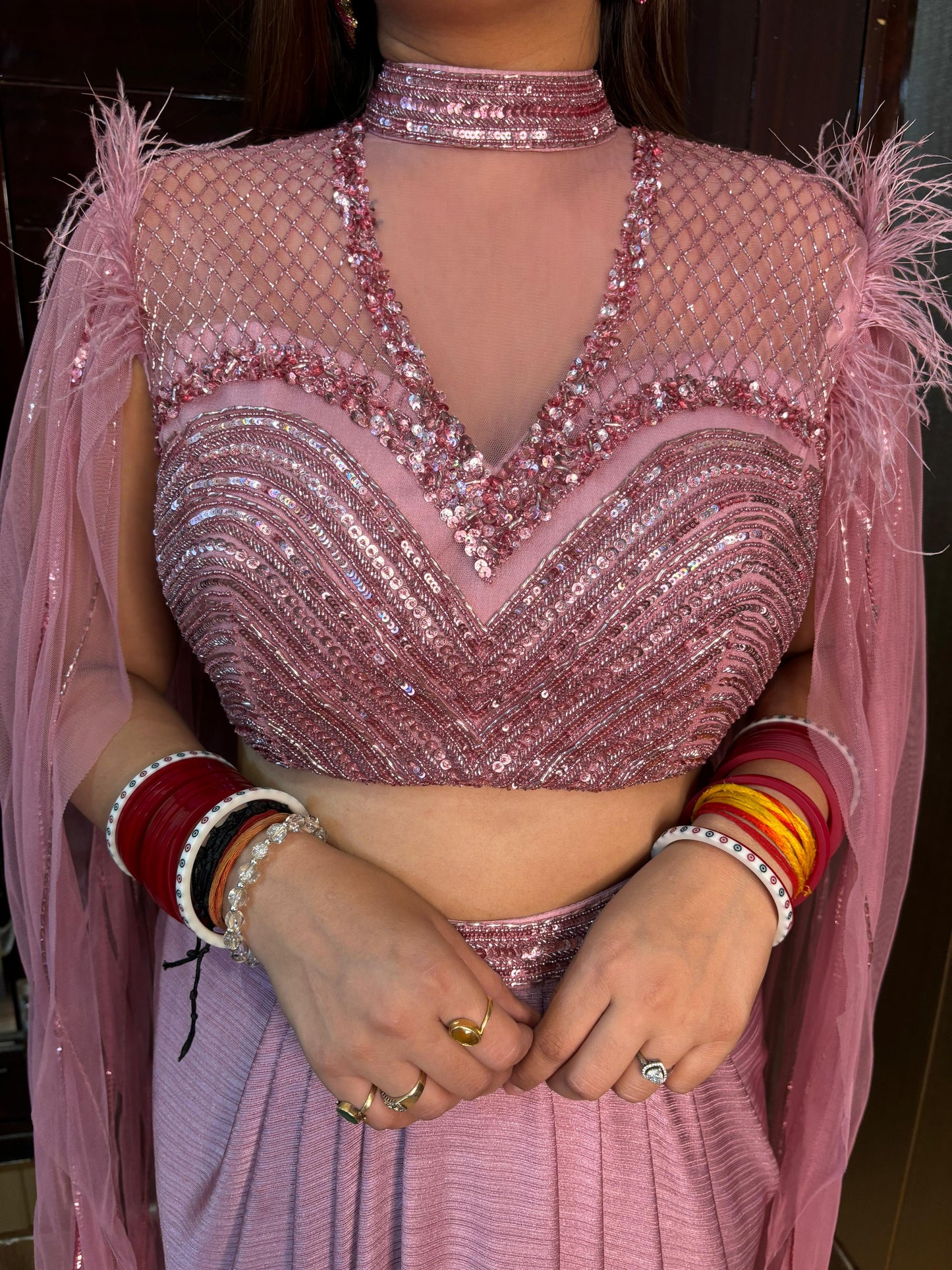 Pink Feather 2 piece set