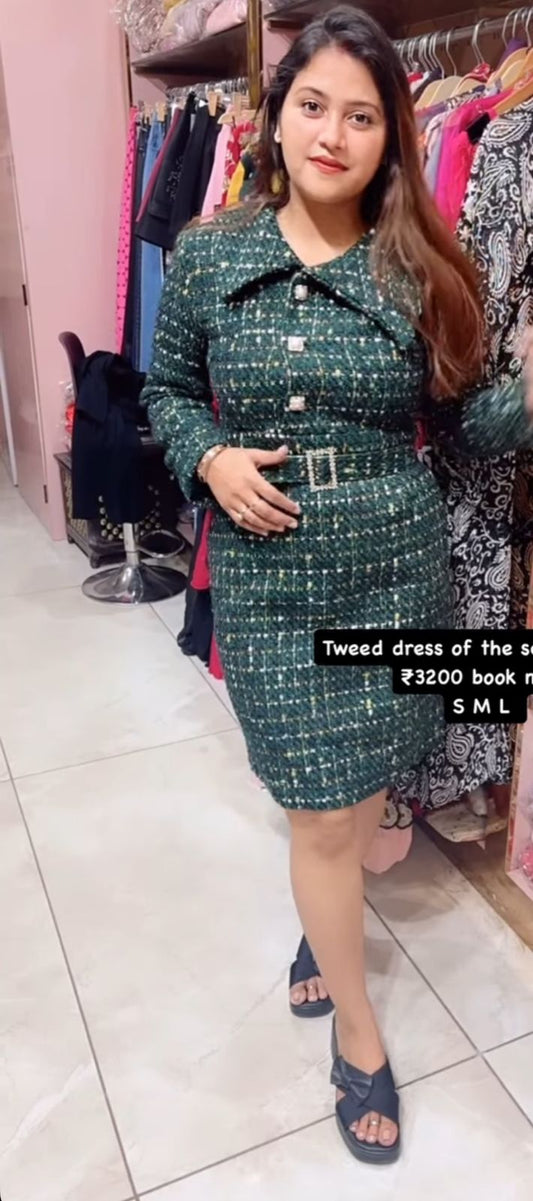 Green Tweed Dress with belt