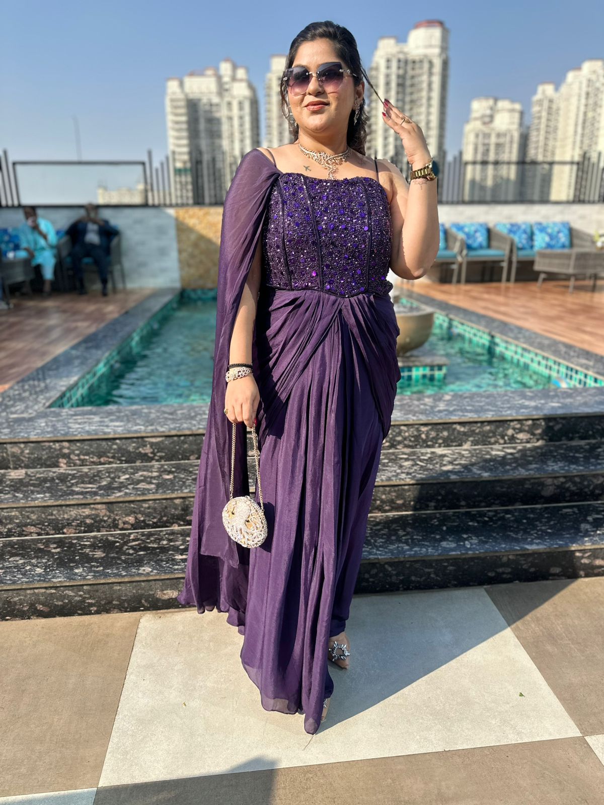 Drape Purple Dress