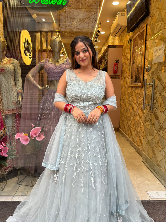 Sitara Blue Gown with Dupatta