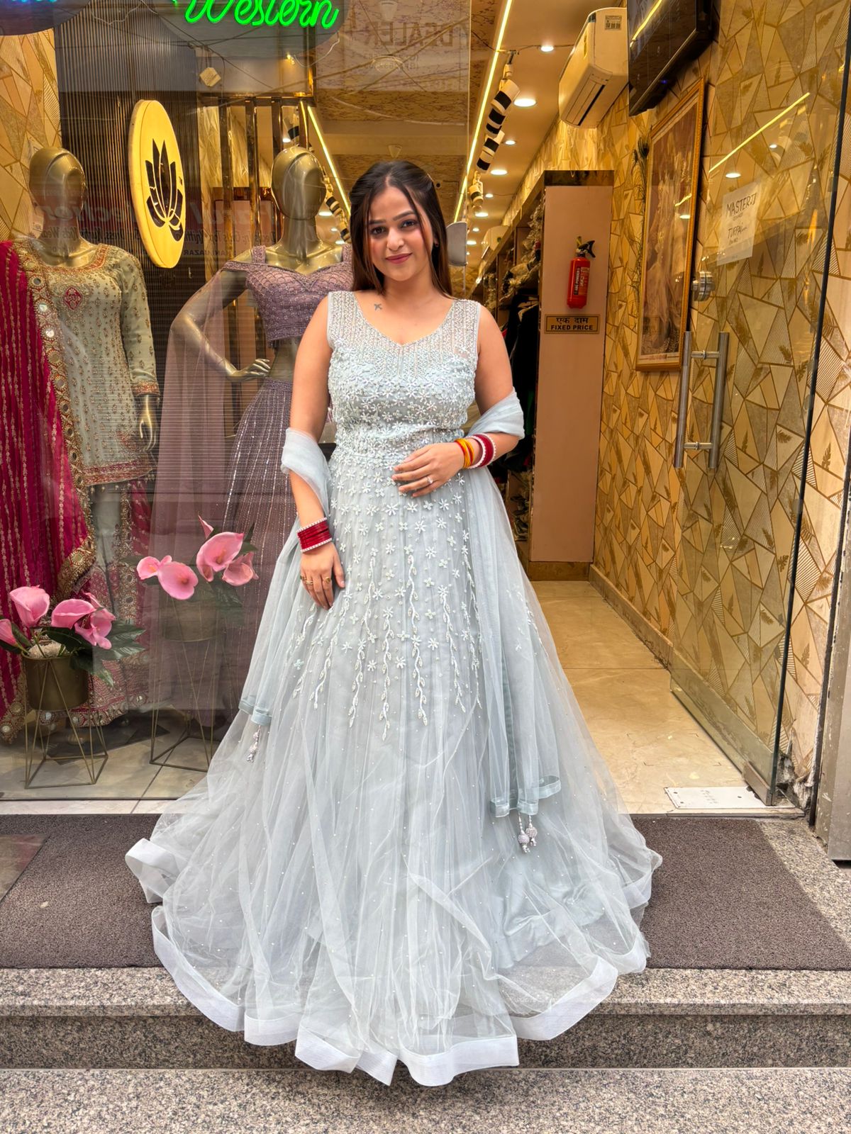 Sitara Blue Gown with Dupatta