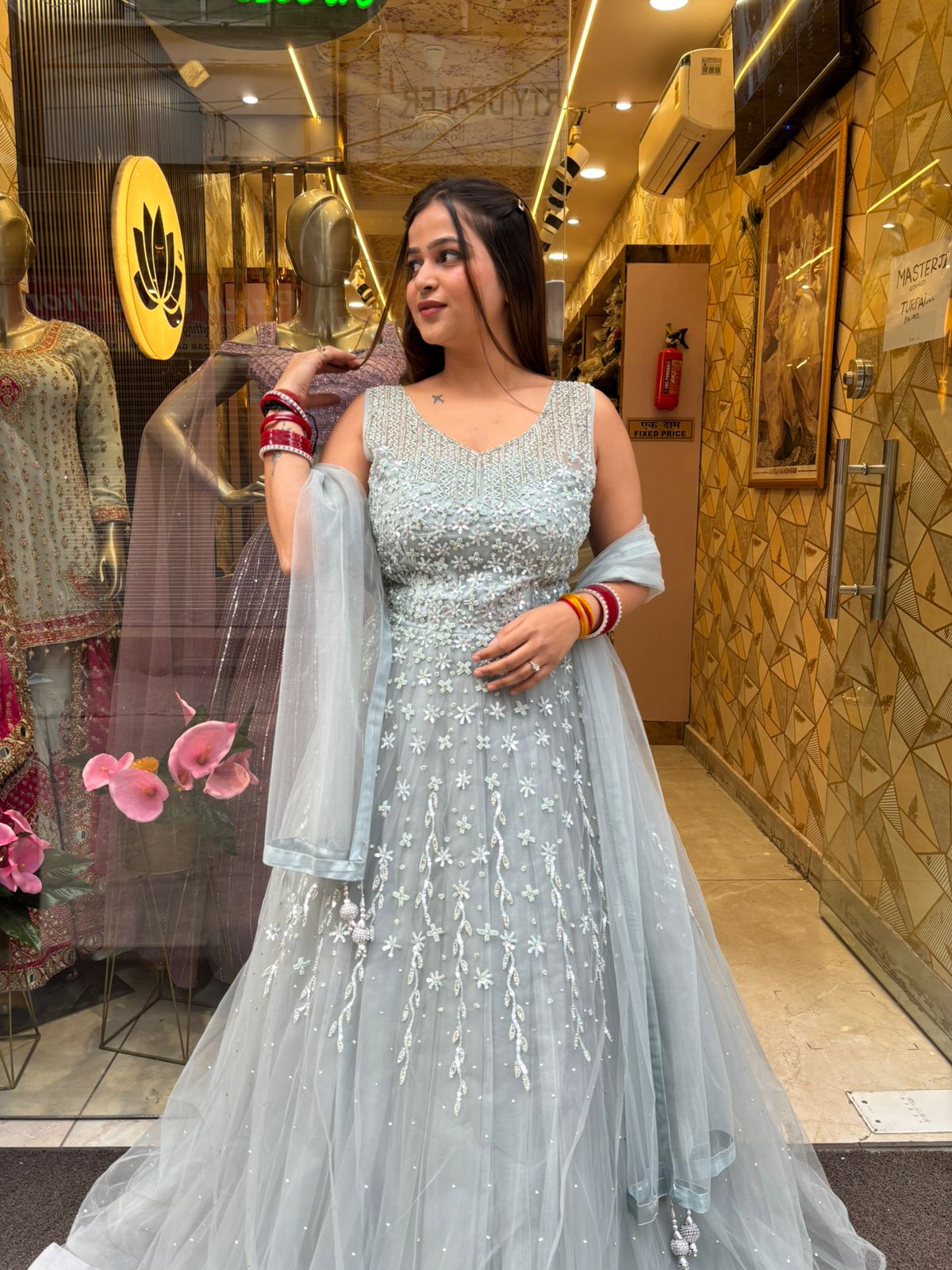 Sitara Blue Gown with Dupatta