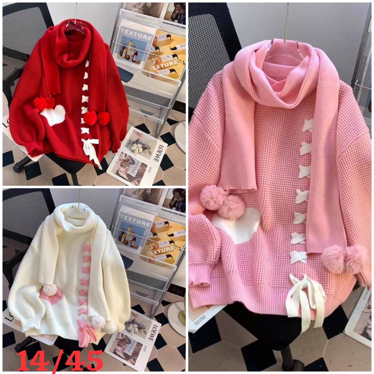 Heart It Up Designer Wollen Top with Scarf