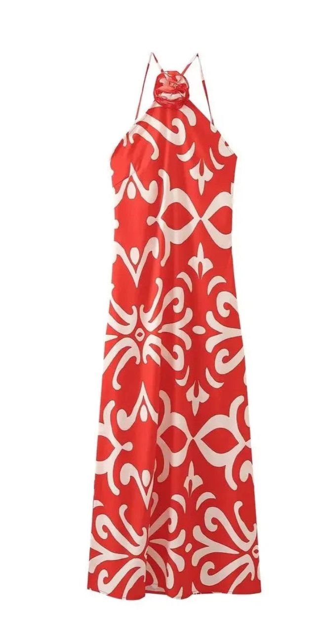 Orange Halter Neck Dress