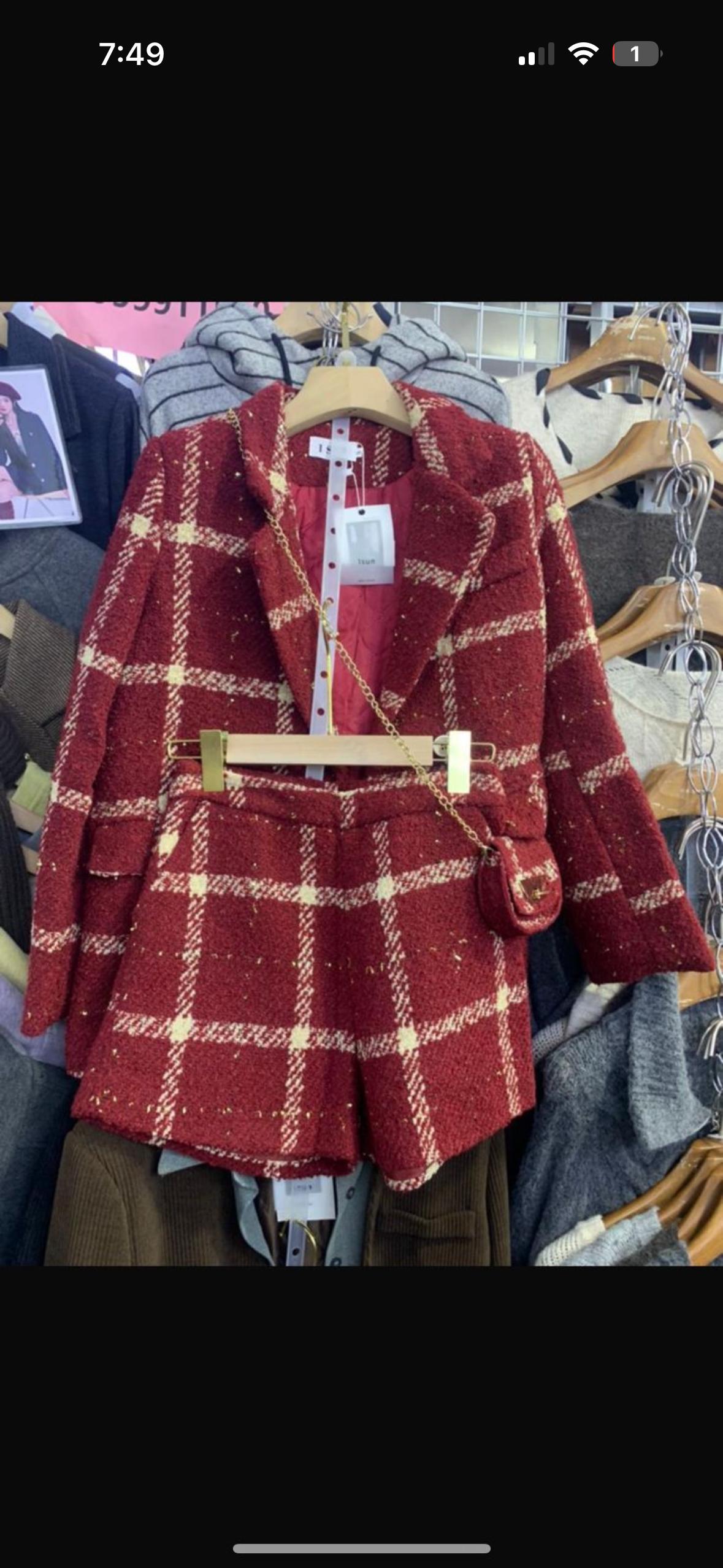 Tweed Design Blazer + Shorts + Bag