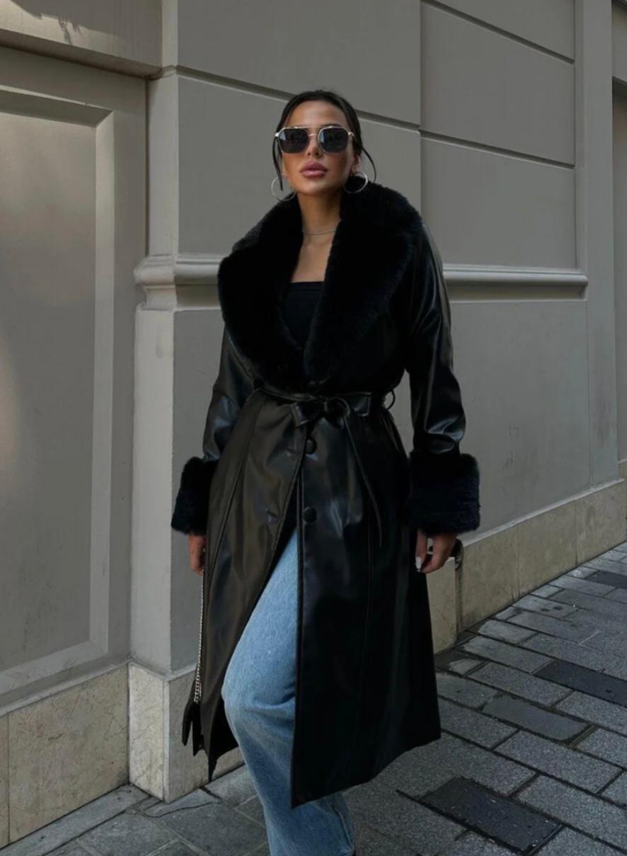 "QUEEN-ERA" FUR LEATHER LONG COATS