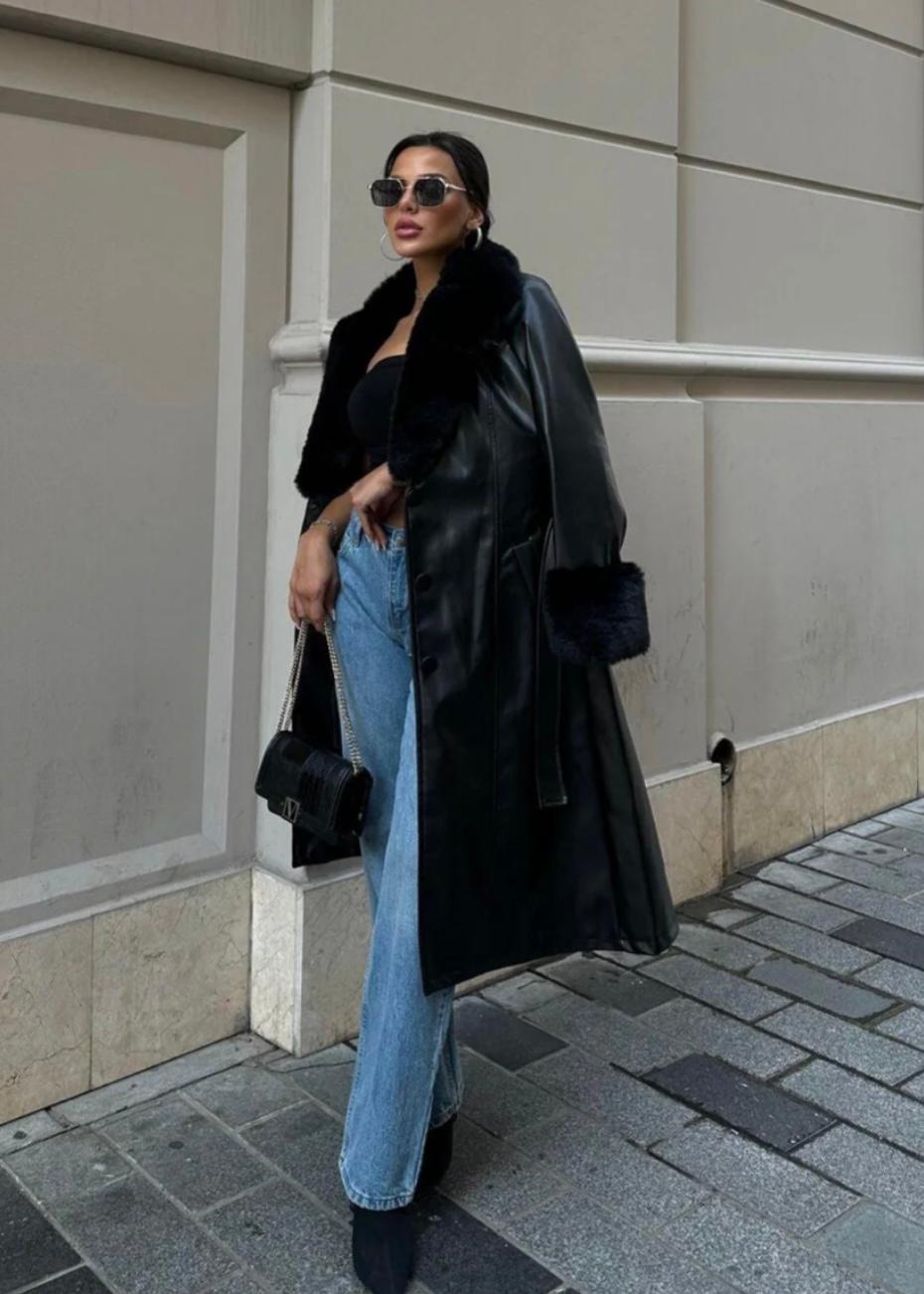 "QUEEN-ERA" FUR LEATHER LONG COATS