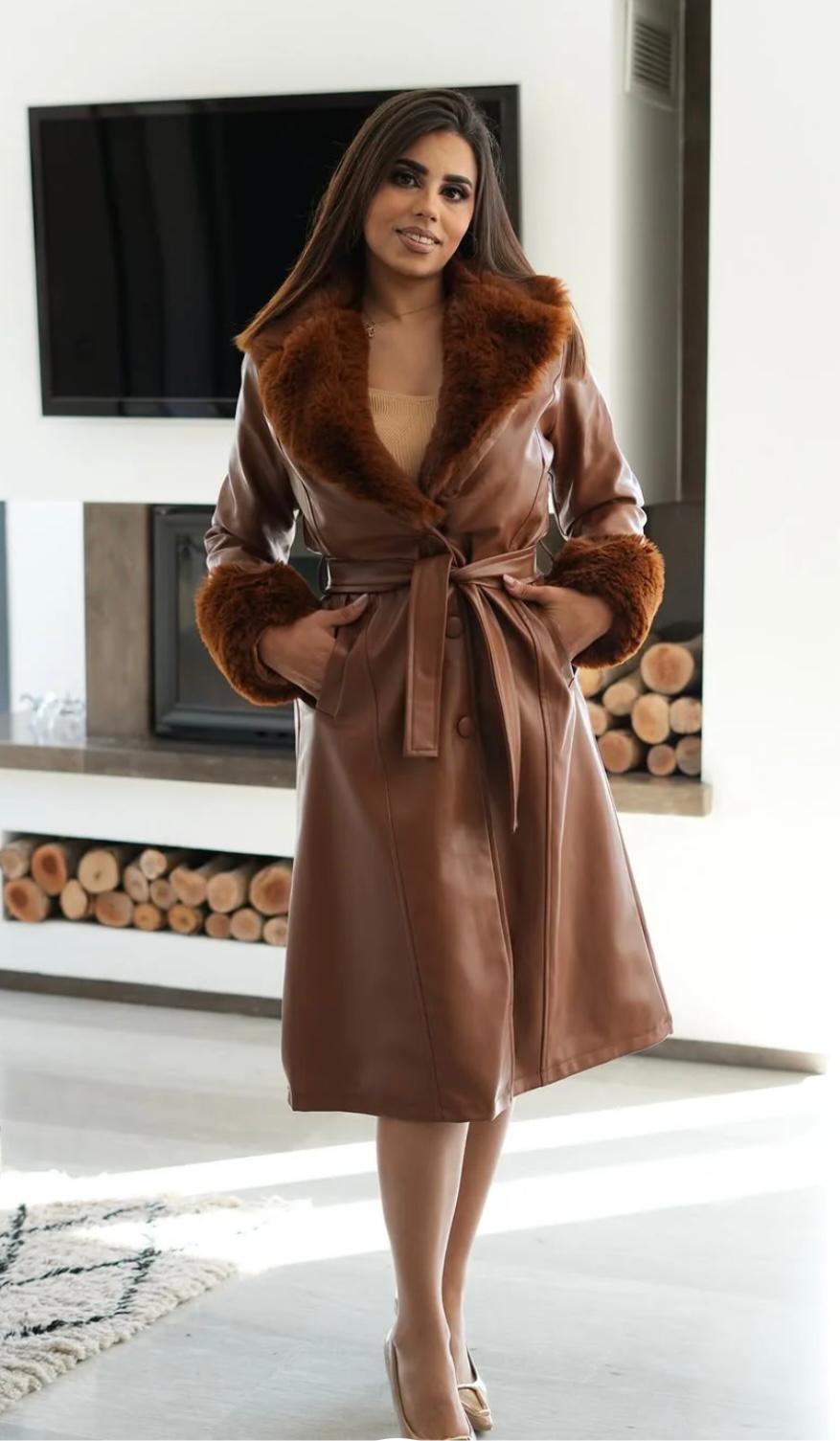 "QUEEN-ERA" FUR LEATHER LONG COATS