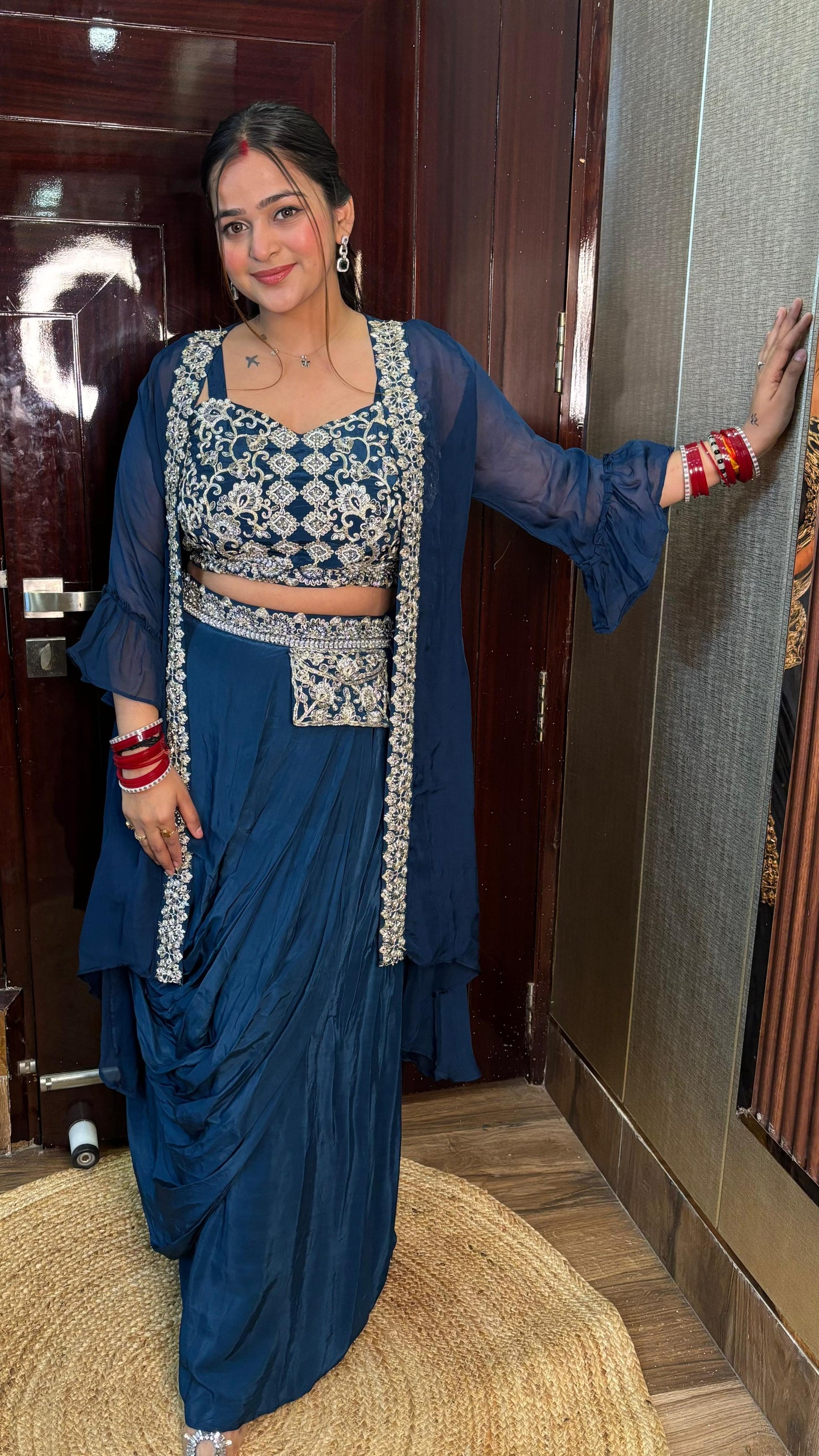 "HIMANI" TEAL DRAPE INDOWESTERN