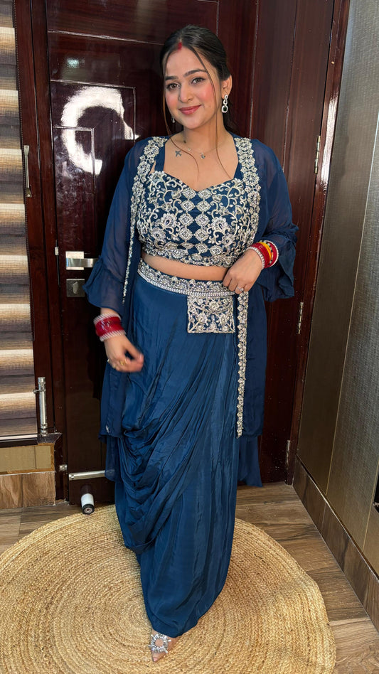 "HIMANI" TEAL DRAPE INDOWESTERN