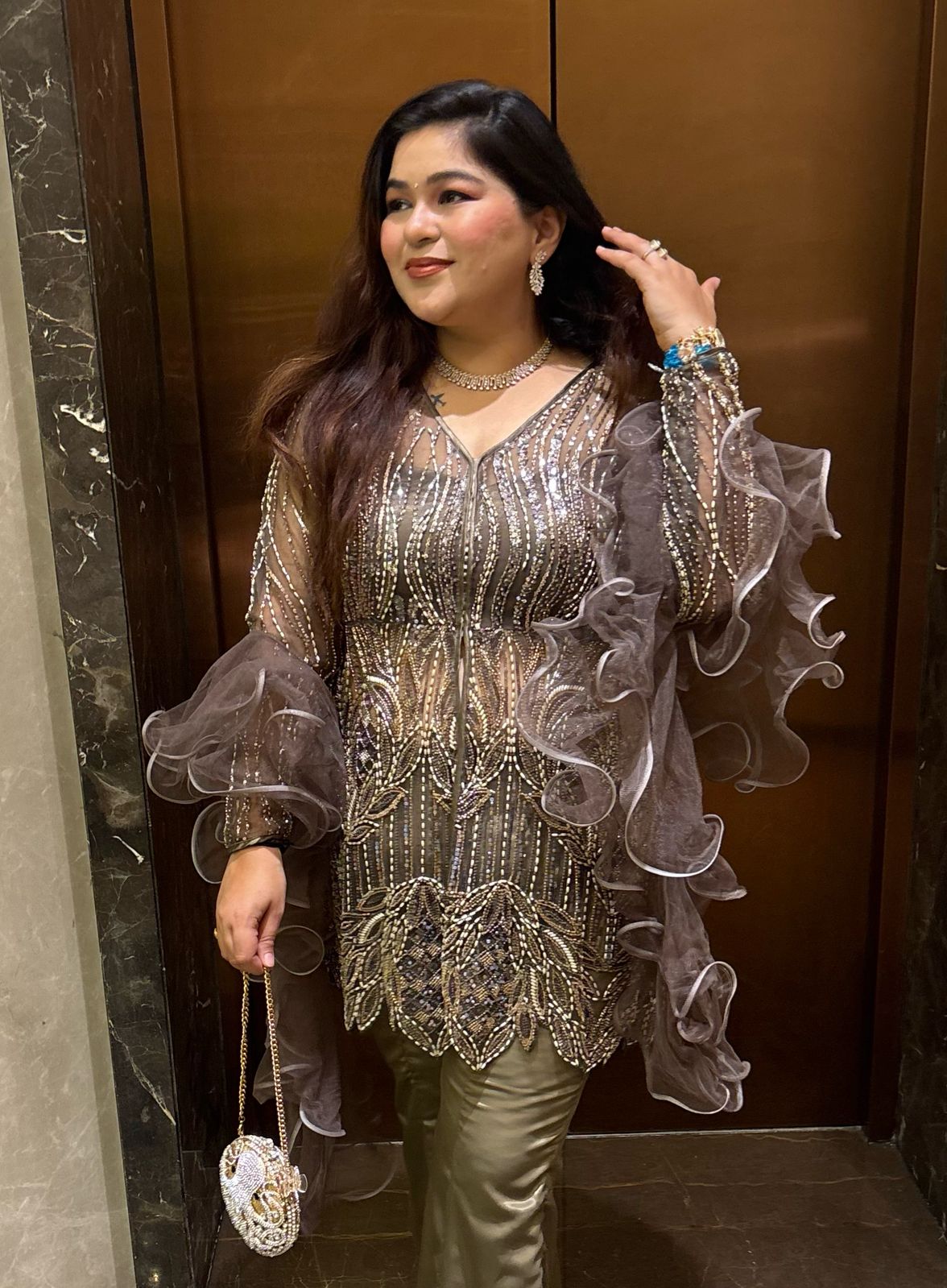 "Afreen - 4 piece set "with handwork detailing