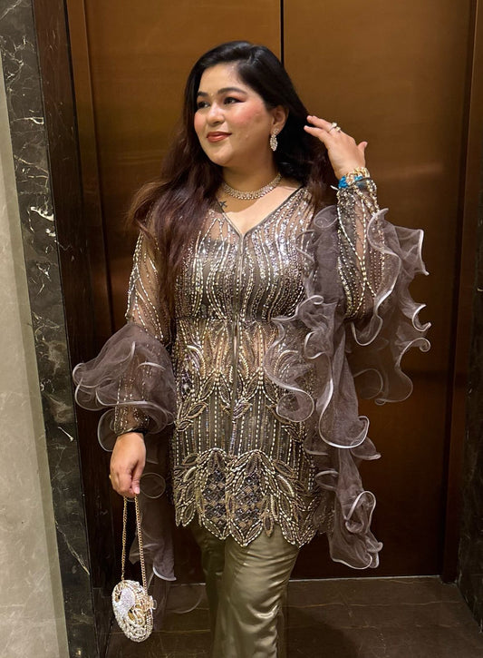 "Afreen - 4 piece set "with handwork detailing