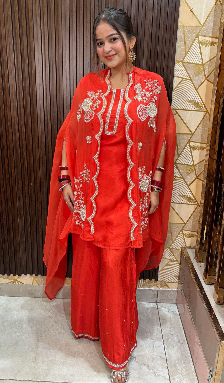 "ASHI" -3 PIECE TANGY ORANGE CAPE SET
