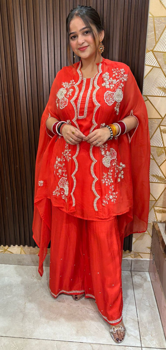 "ASHI" -3 PIECE TANGY ORANGE CAPE SET
