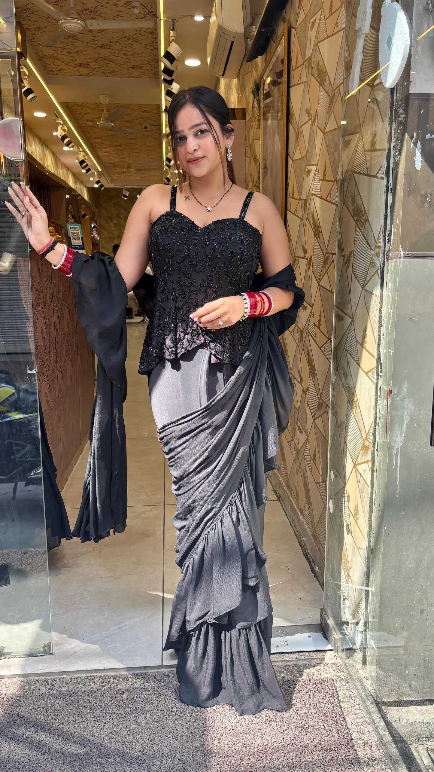 Alfia luxe ruffle saree
