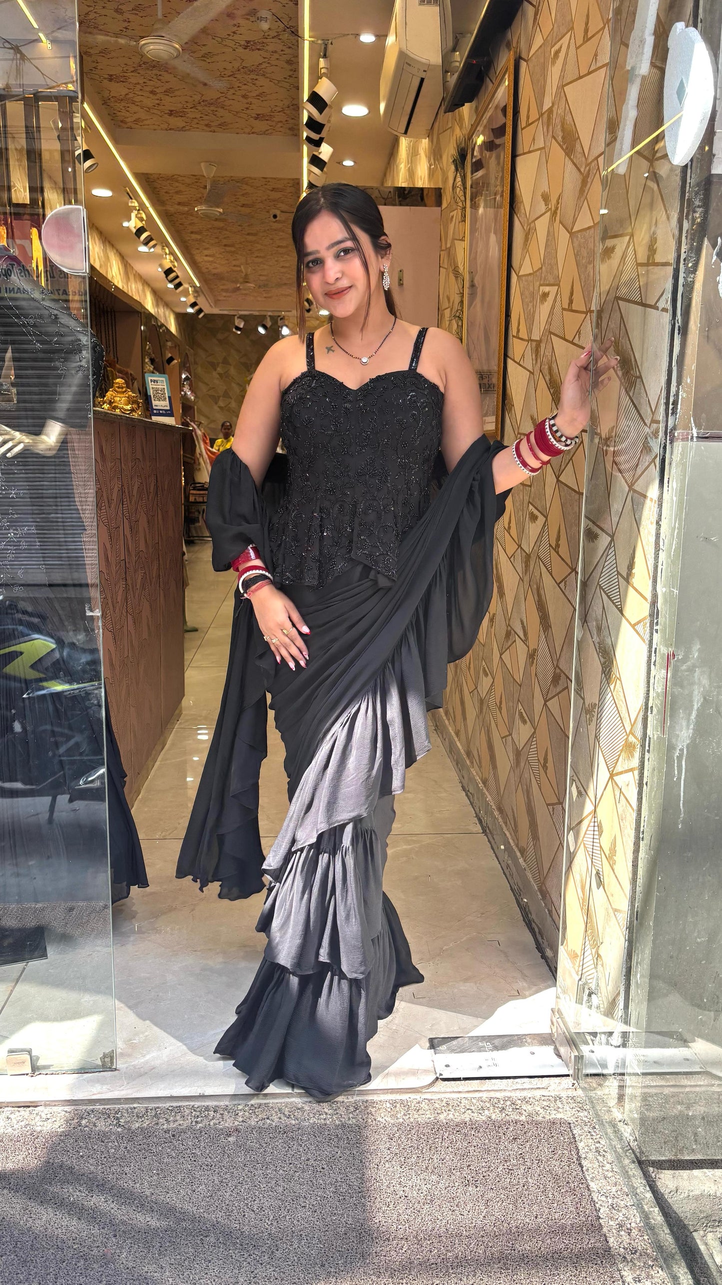 Alfia luxe ruffle saree
