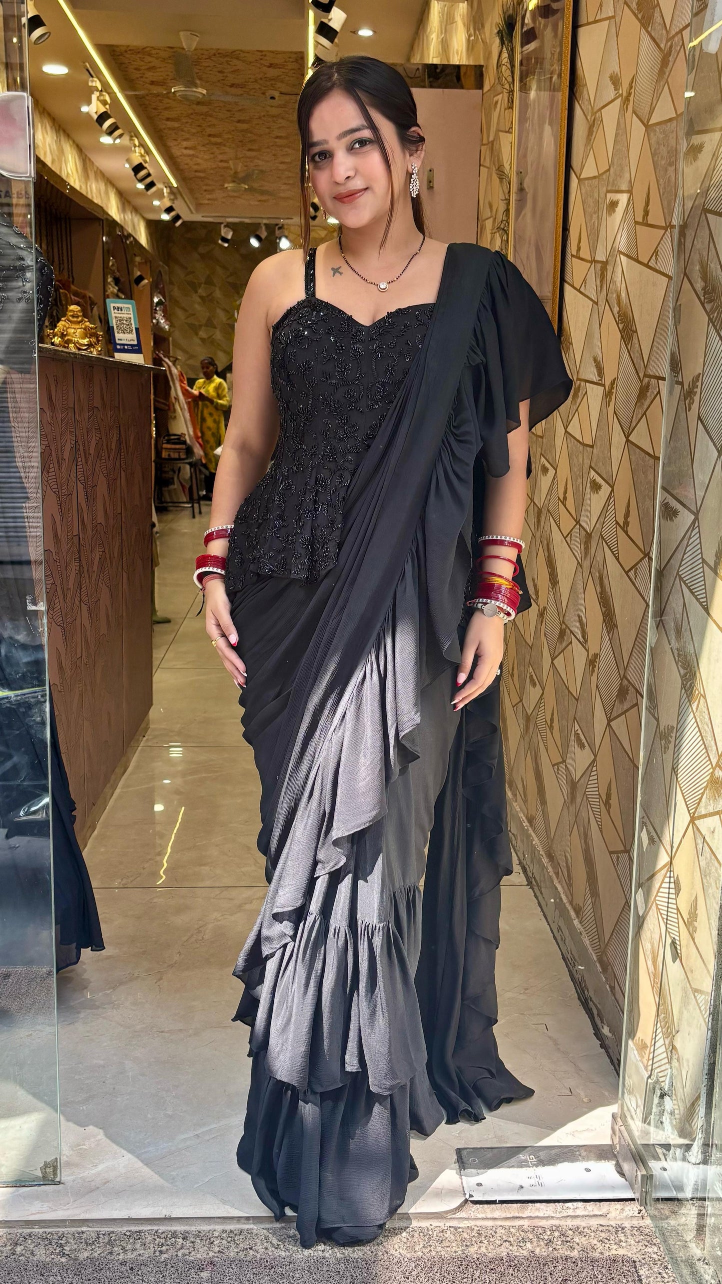 Alfia luxe ruffle saree
