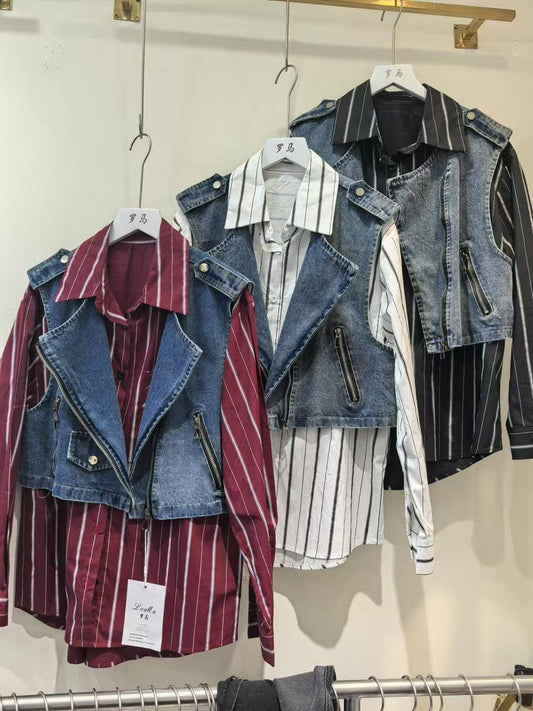 GEORGE- 2 PIECE COTTON SHIRT WITH DENIM BUSTIER