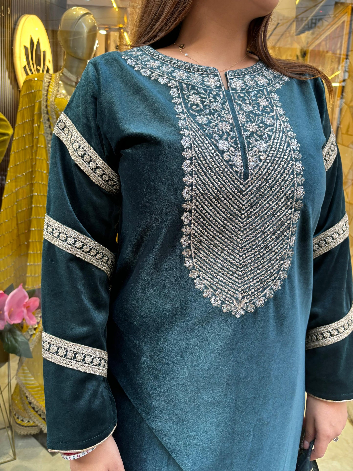 Sanam Blu Velvet 3 piece suit