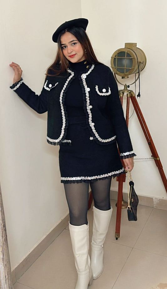 "SASHA" 2 piece wool designer skirt set