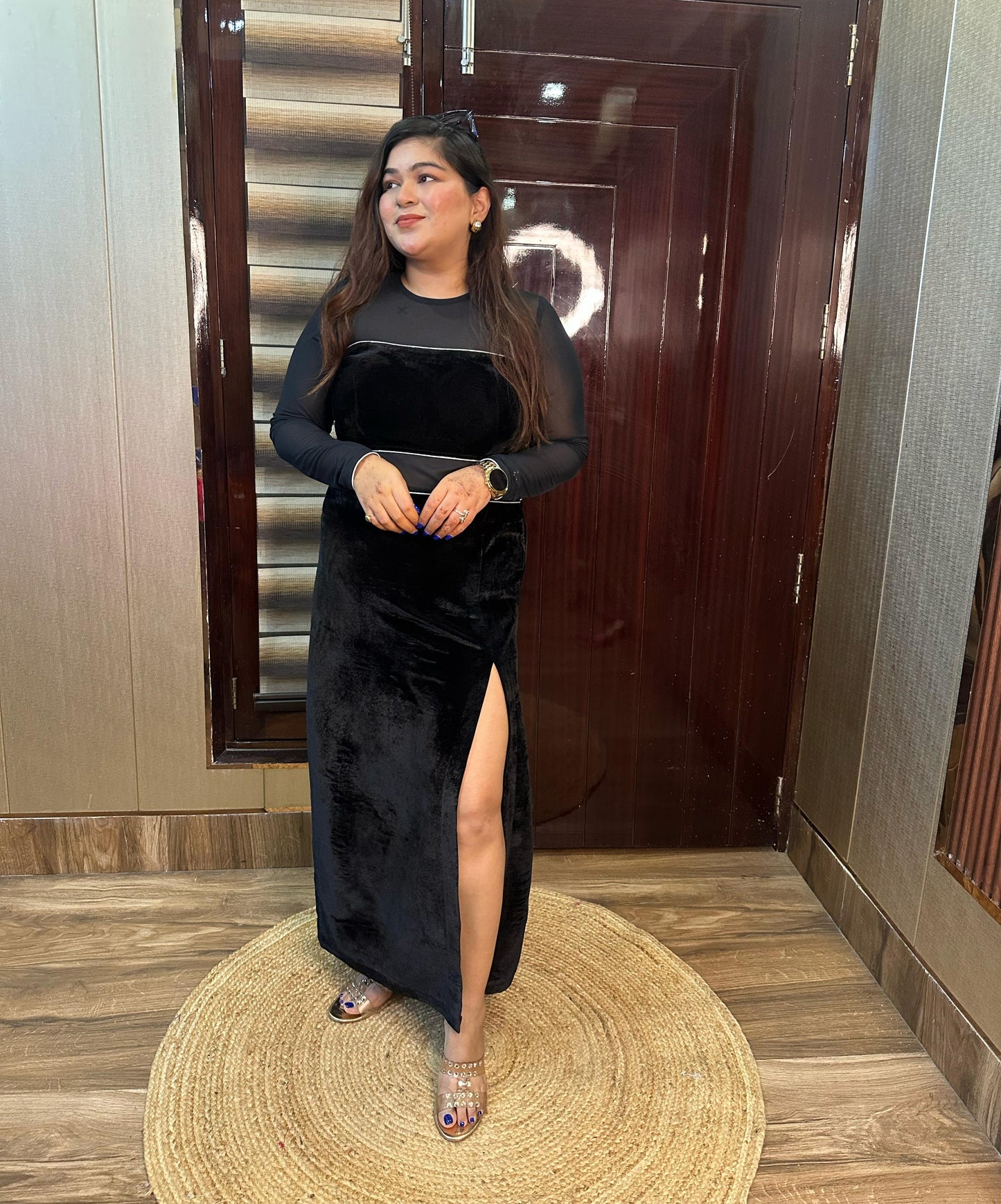 "TARA" VELVET CUSTOM MADE SLIT DRESS