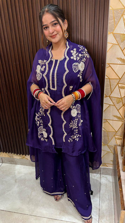 "ASHI" -3 PIECE PURPLE CAPE SET