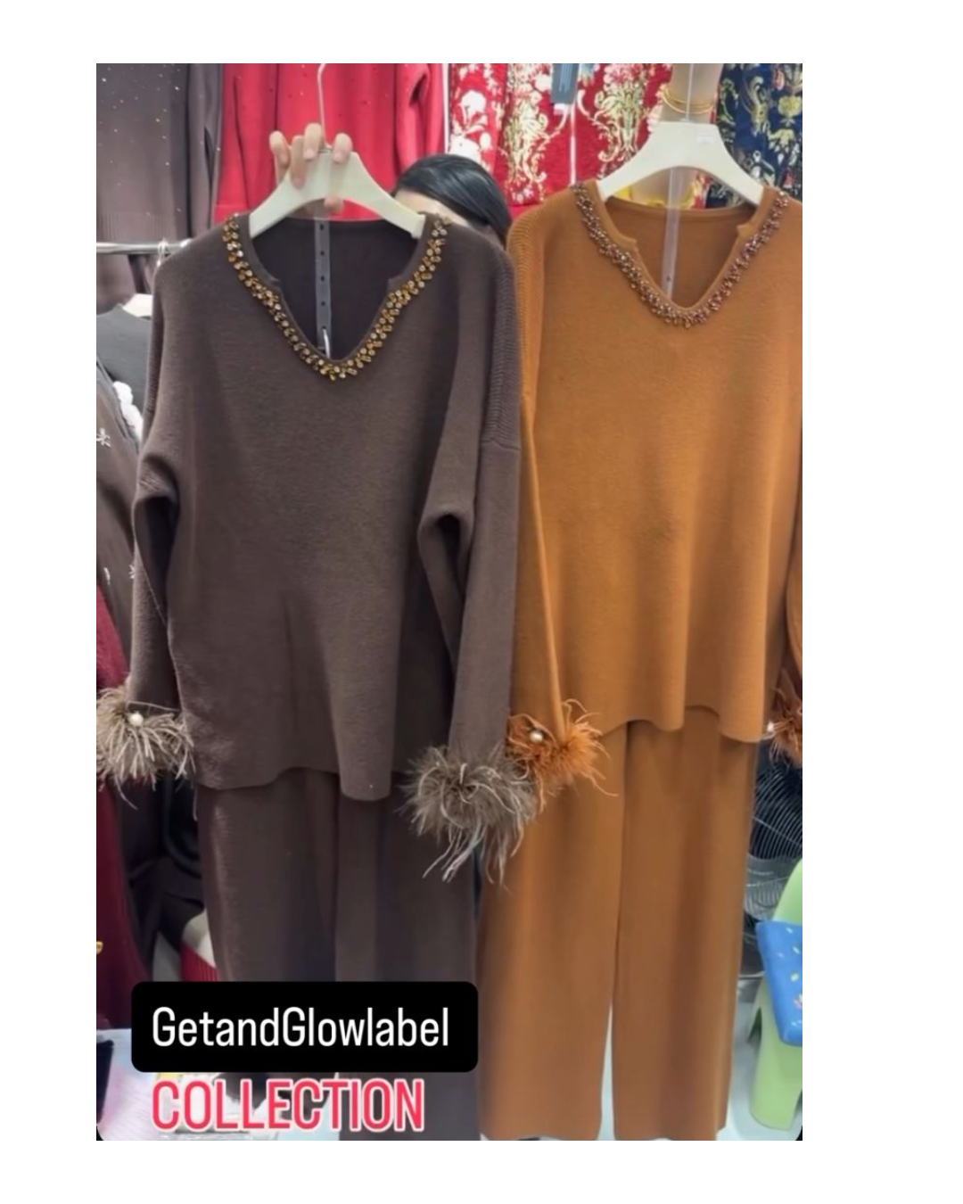 FUR EMBELLISHED CORDSET