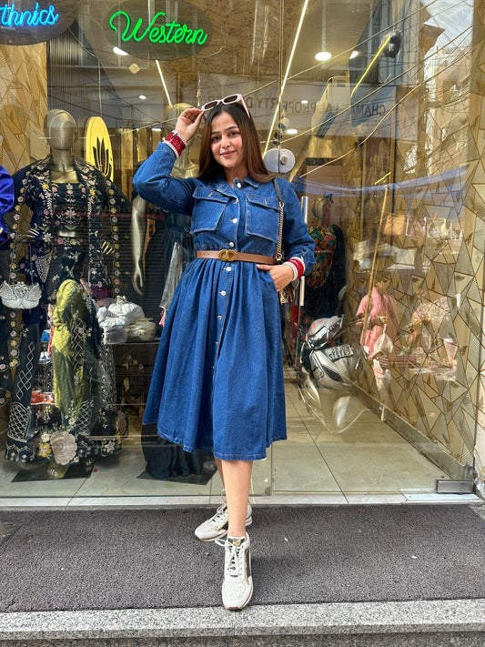 Dark Denim Dress with belt