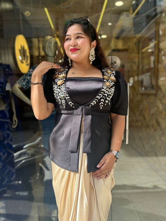 Designer Black Blazer Coordset