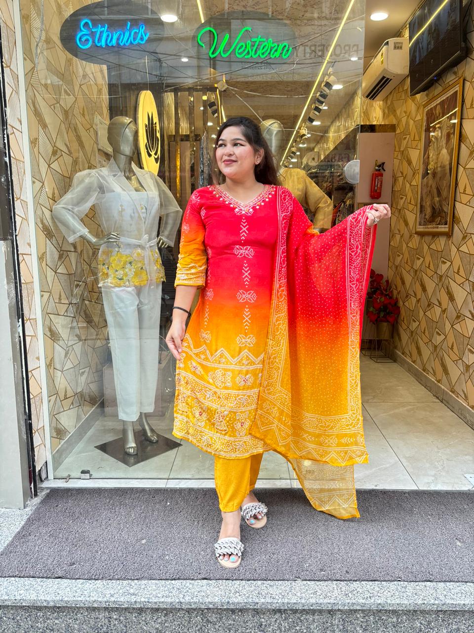 SurajMukhi Designer Bandani Crepe Suit