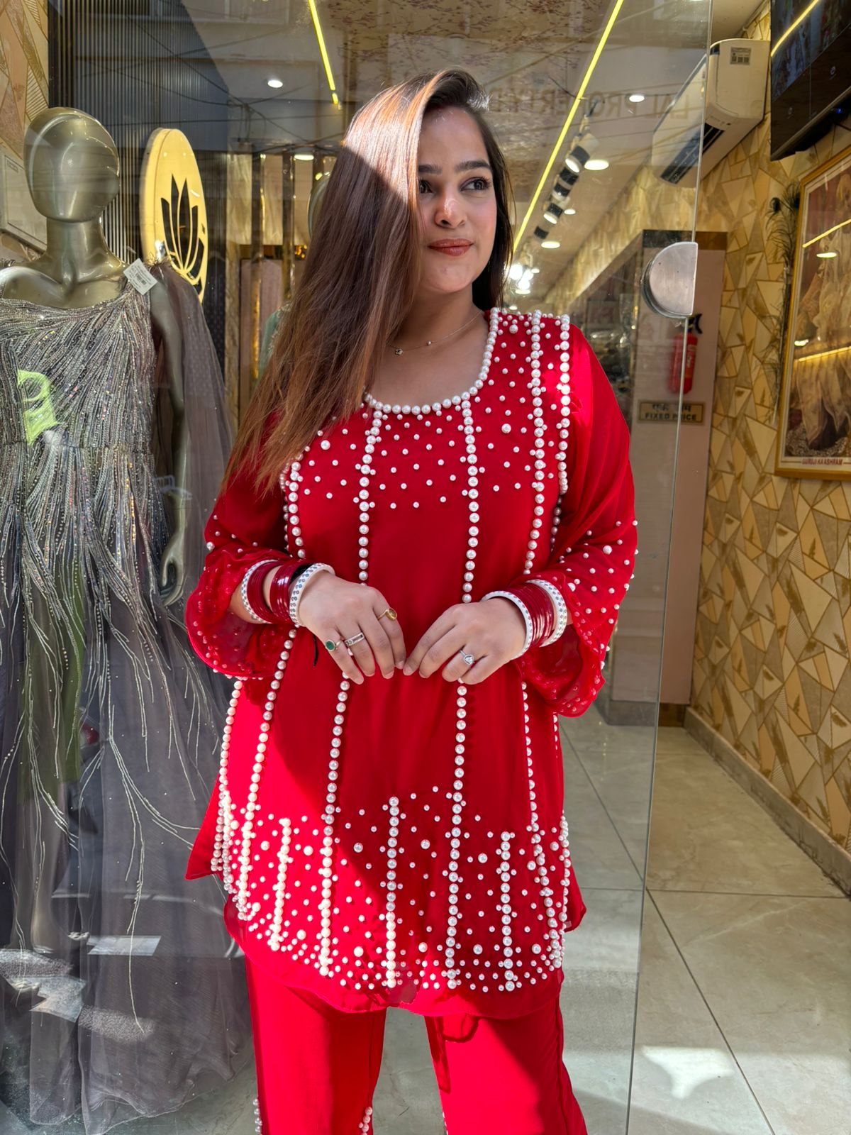 Red Soniyo pearl coordset