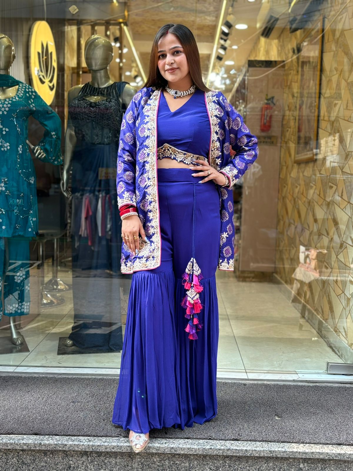 Blue Tangy Suit with Potli
