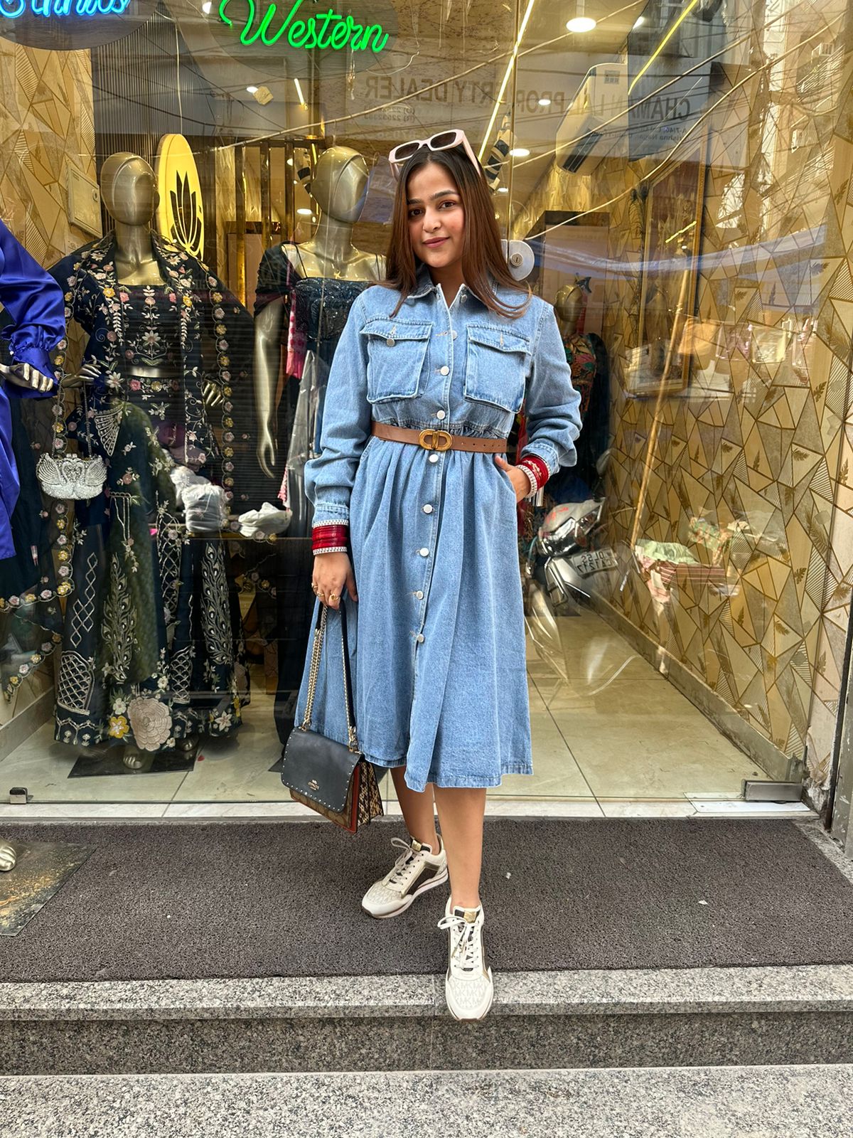 Light Denim Dress with belt