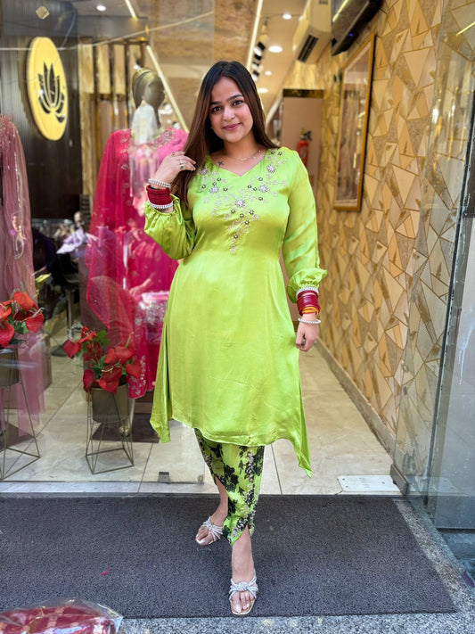 Neon Green Dhoti set
