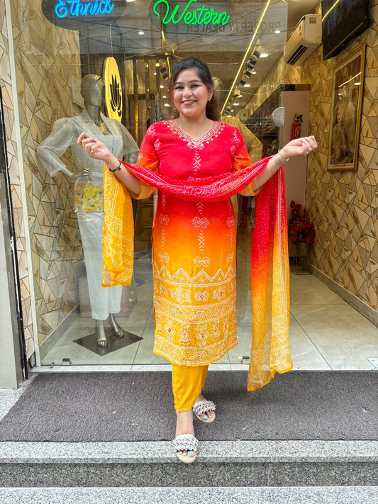 SurajMukhi Designer Bandani Crepe Suit