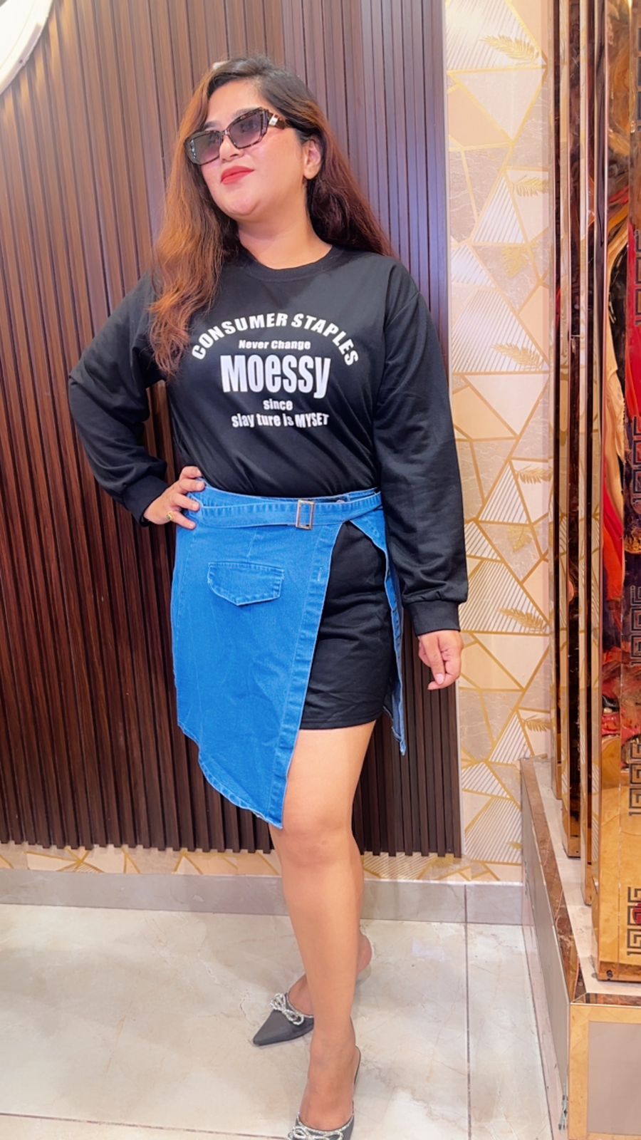 Long Dress with Denim Skirt