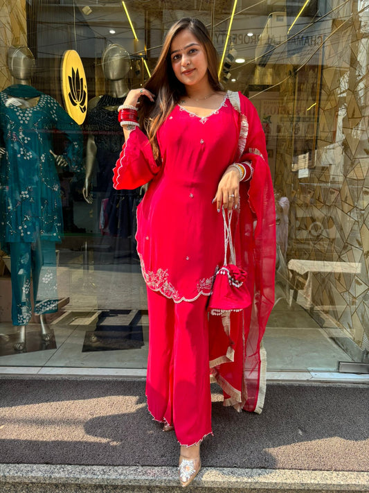 Red Tangy Suit with Potli