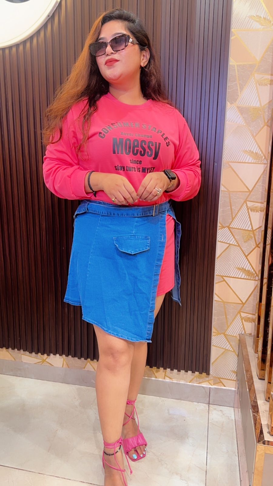 Long Dress with Denim Skirt
