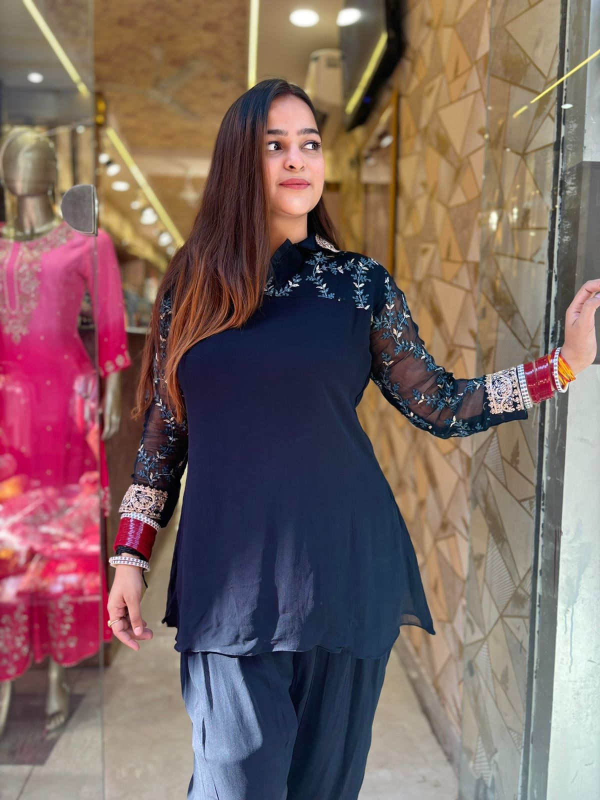 Black Megha Dhoti Set
