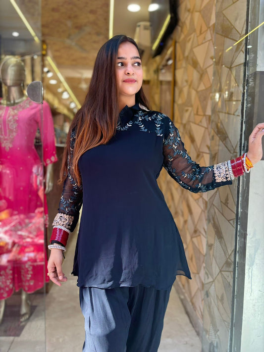Black Megha Dhoti Set