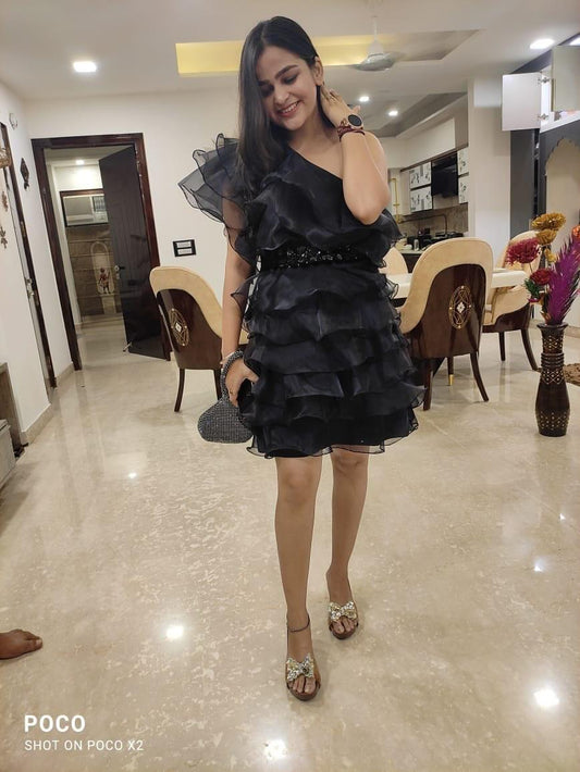 Ruffle Designer Dress with belt