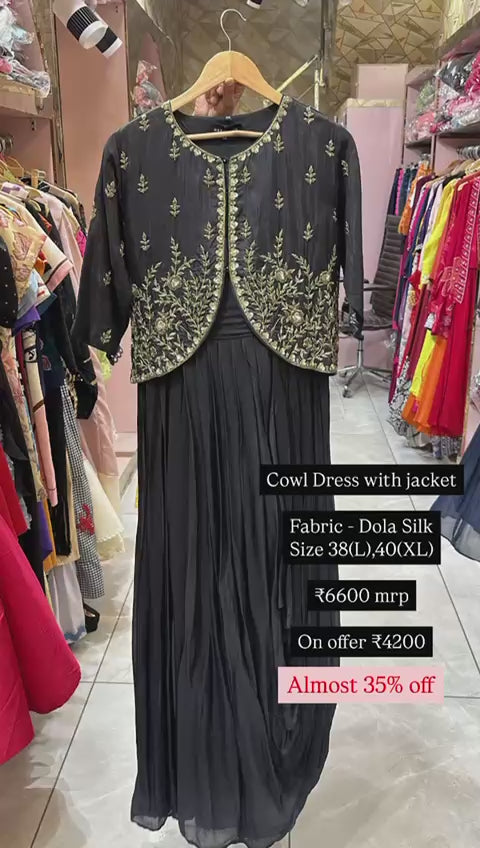 Black Cowl Dress with Jacket