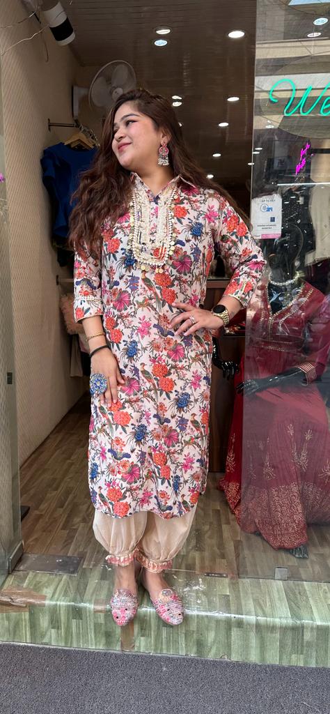 Printed Aghani suit