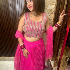 Pink Drape Lehanga Choli