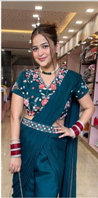 Rama Green Designer Sharara Drape
