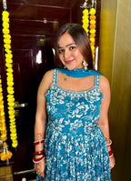 Blue Bella Anarkali with belt