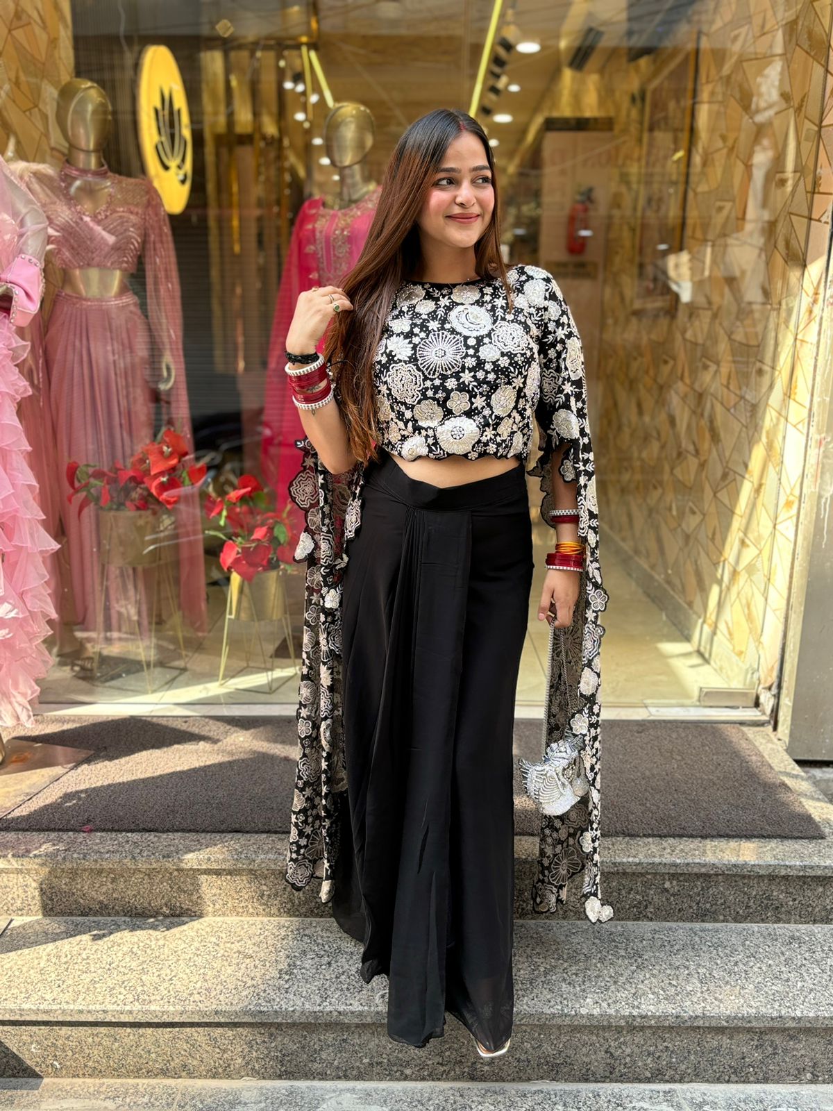 Meera Black 2 pc skirt set